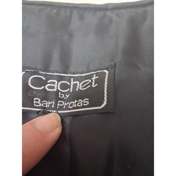 VTG Cachet by Bari Protas Cropped Sparkle Jacket Black Velvet Velour Sz L Bling - Picture 6 of 16